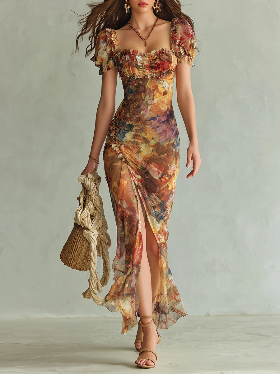 Coralina | Vestido Estampado Acuarela