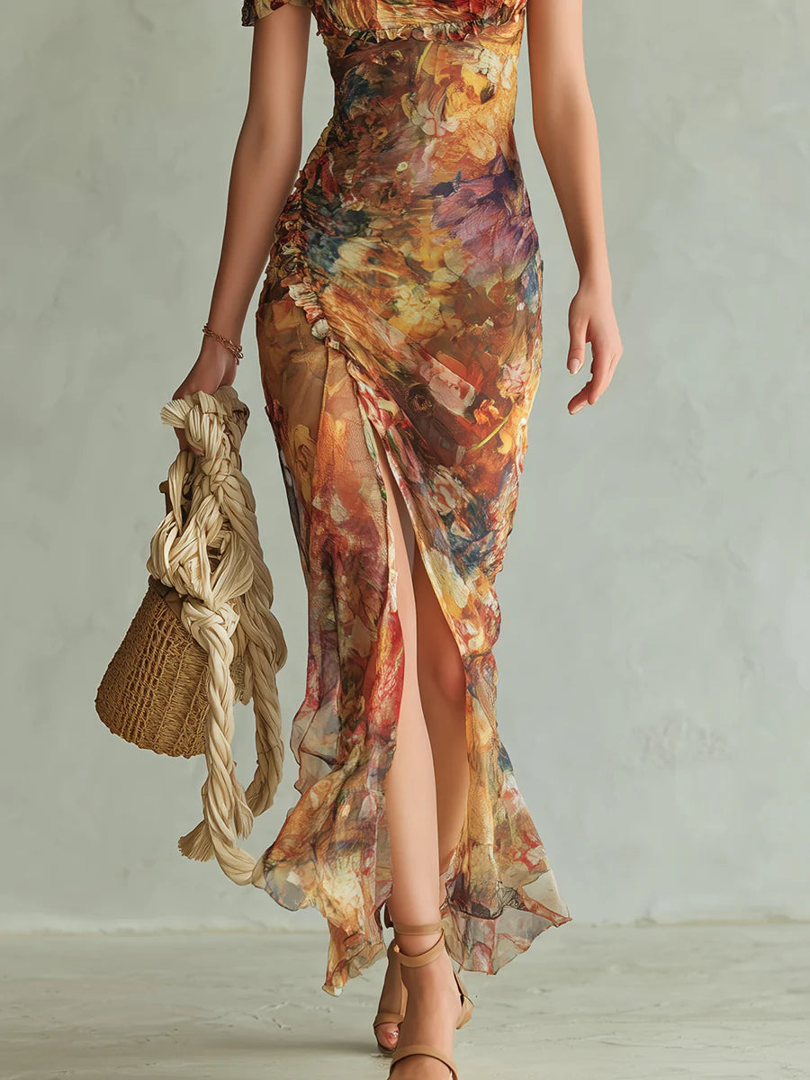 Coralina | Vestido Estampado Acuarela