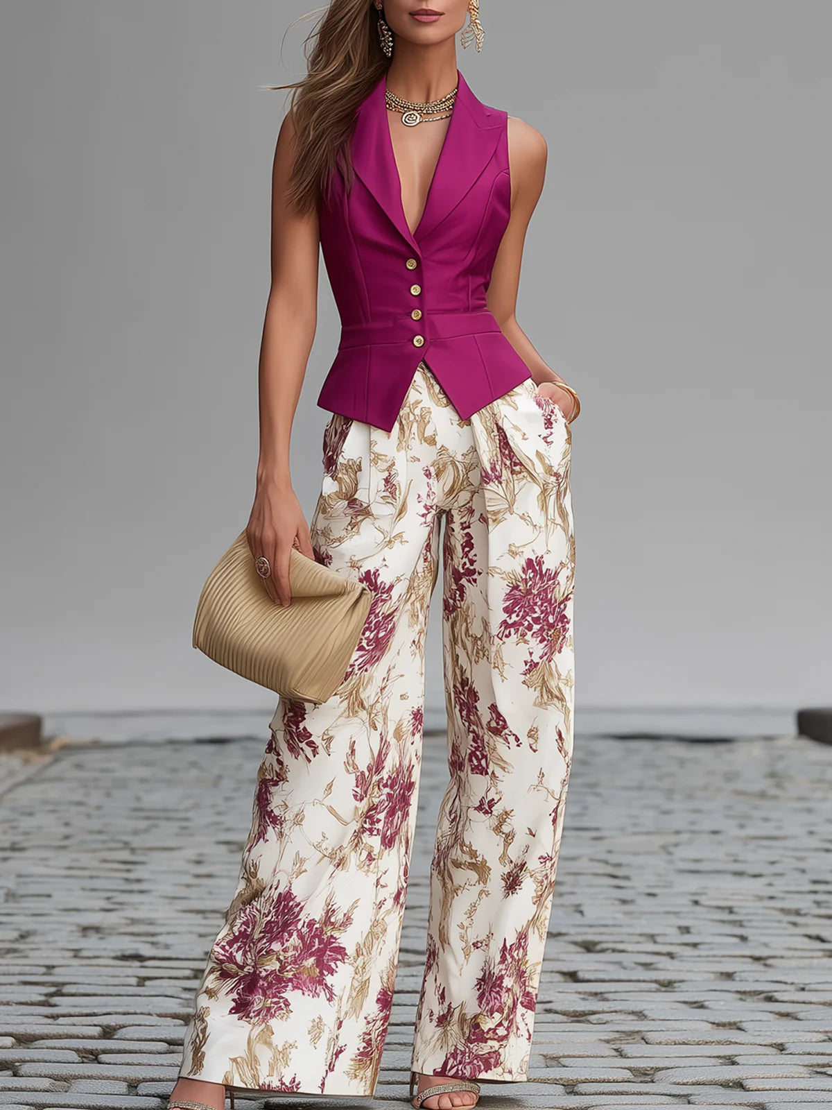 Petra | Conjunto Chaleco y Pantalón Floral