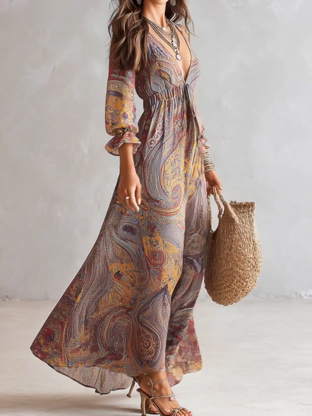 Amara | Vestido Paisley con Escote en V