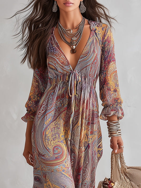 Amara | Vestido Paisley con Escote en V
