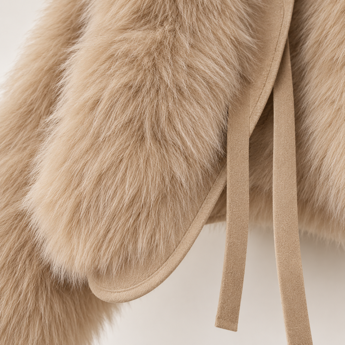 Abrigo de Pelo Sintético Corto para Mujer | Chaquetón Efecto Zorro con Cordón