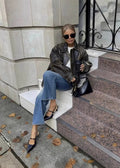 Bomber Oversize de Mujer con Acabado Desgastado