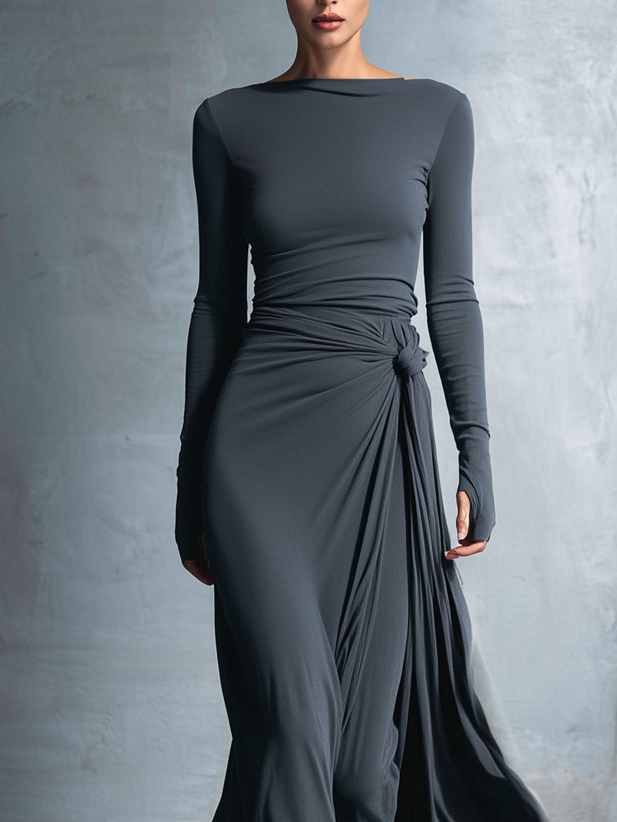 Naomie | Vestido Maxi con Nudo Lateral