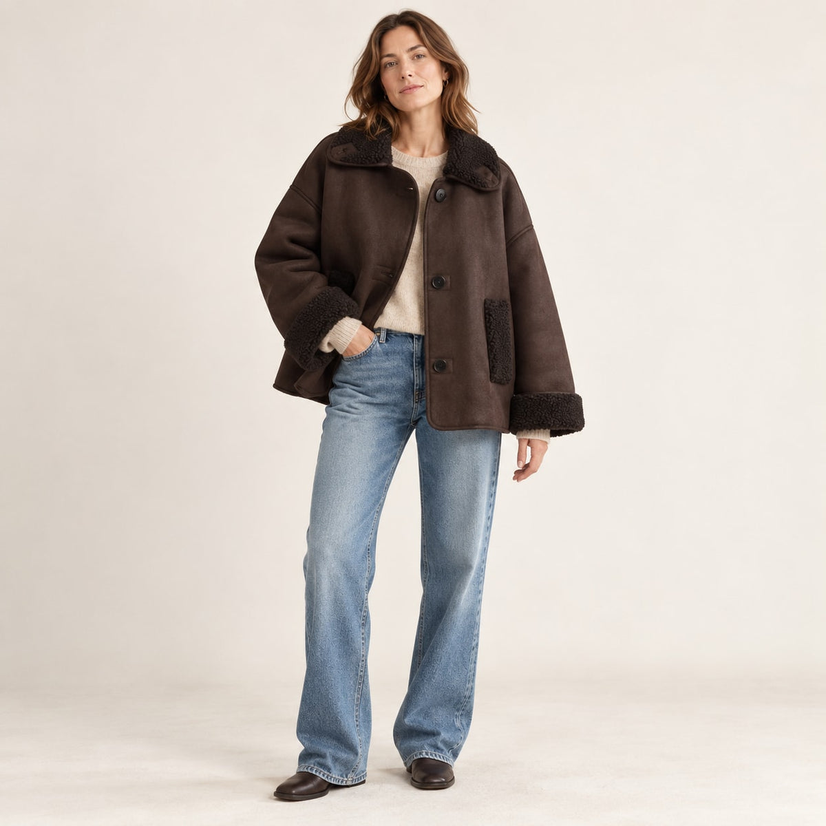 Chaqueta Doble Faz para Mujer | Cazadora Efecto Ante con Borreguito