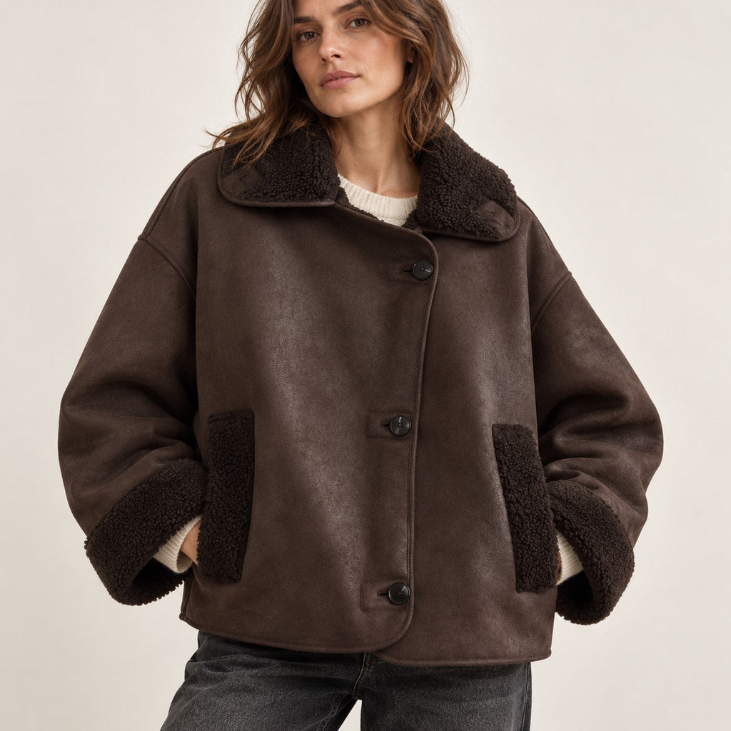 Chaqueta Doble Faz para Mujer | Cazadora Efecto Ante con Borreguito
