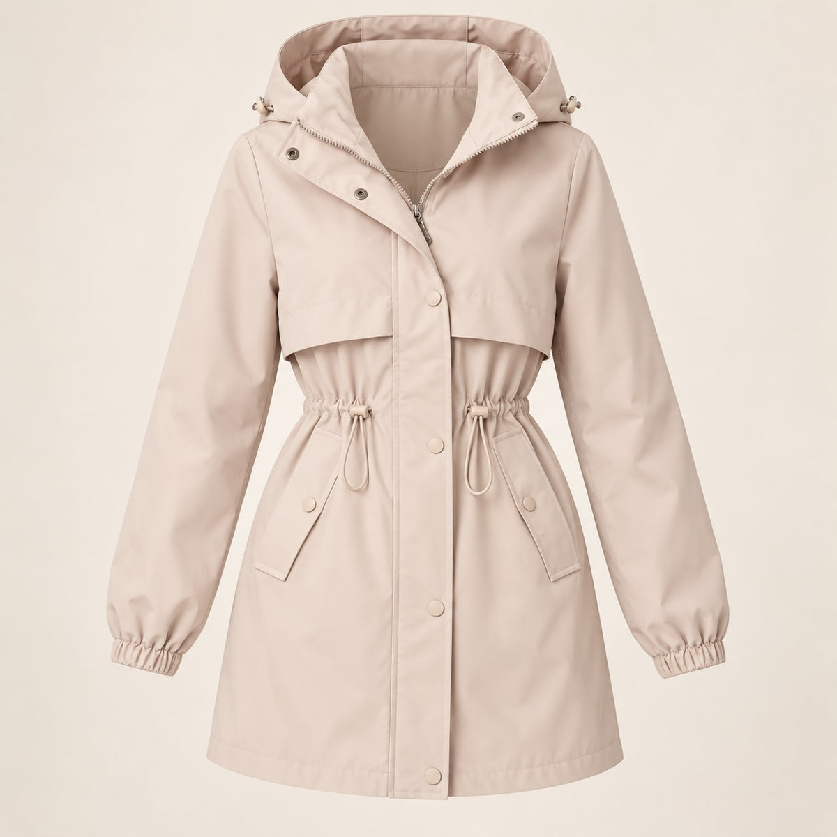 Parka con Capucha para Mujer | Chaqueta de Entretiempo con Cintura Ajustable