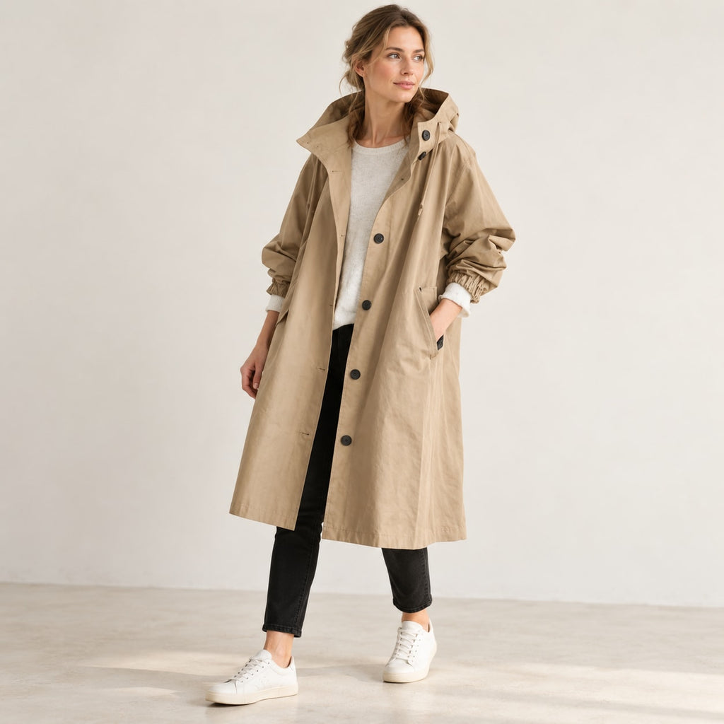 Parka Larga con Capucha para Mujer | Abrigo Oversize de Entretiempo