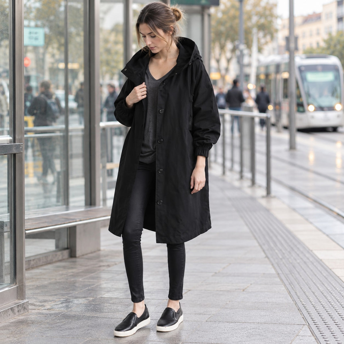 Parka Larga con Capucha para Mujer | Abrigo Oversize de Entretiempo