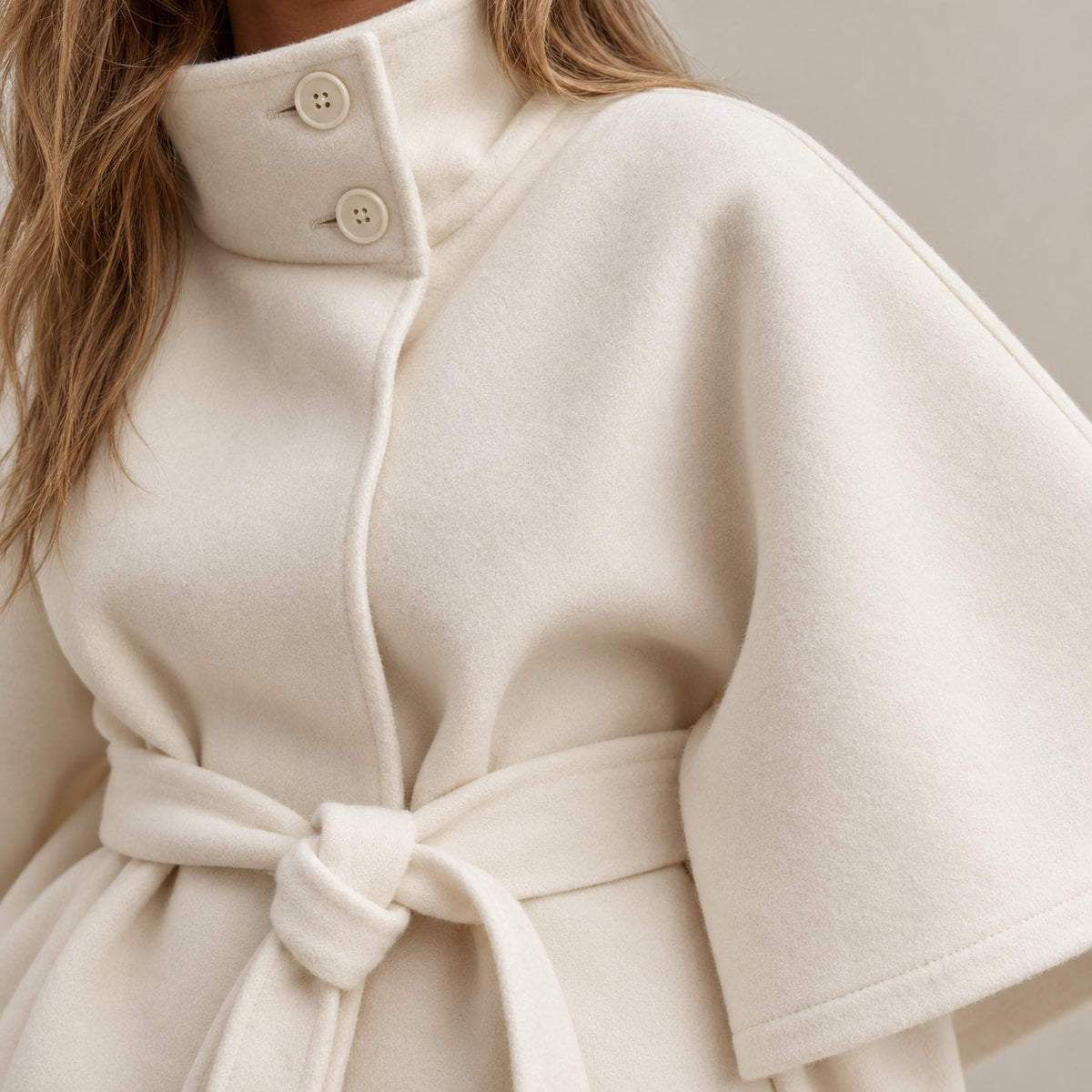 Abrigo Capa para Mujer | Capa de Paño con Cuello Alto y Cinturón