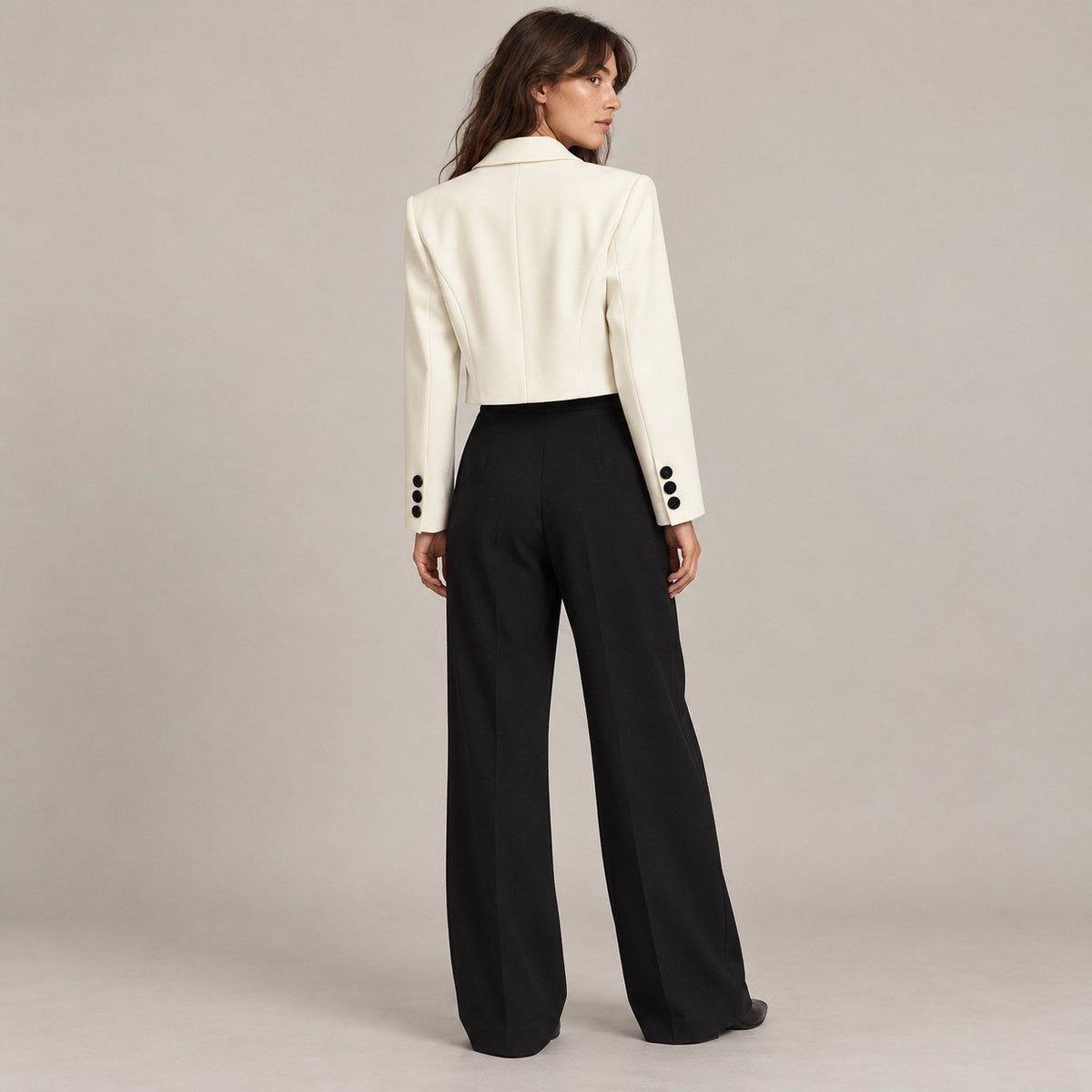 Blazer Corto de Solapa para Mujer | Chaqueta de Traje Crop con un Botón
