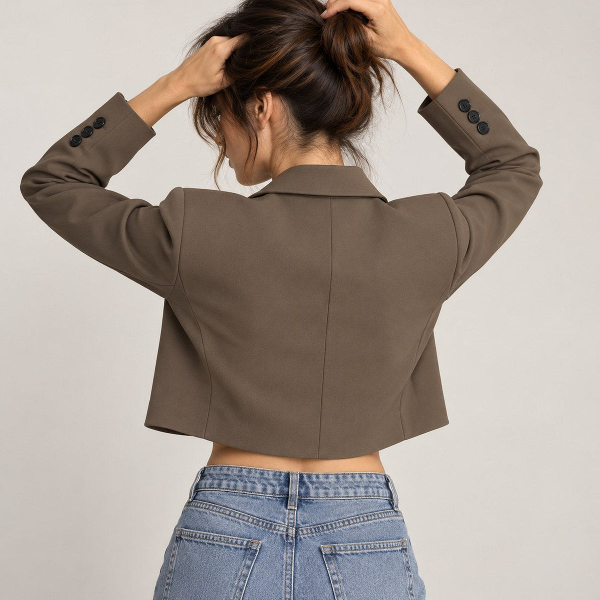 Blazer Corto de Solapa para Mujer | Chaqueta de Traje Crop con un Botón