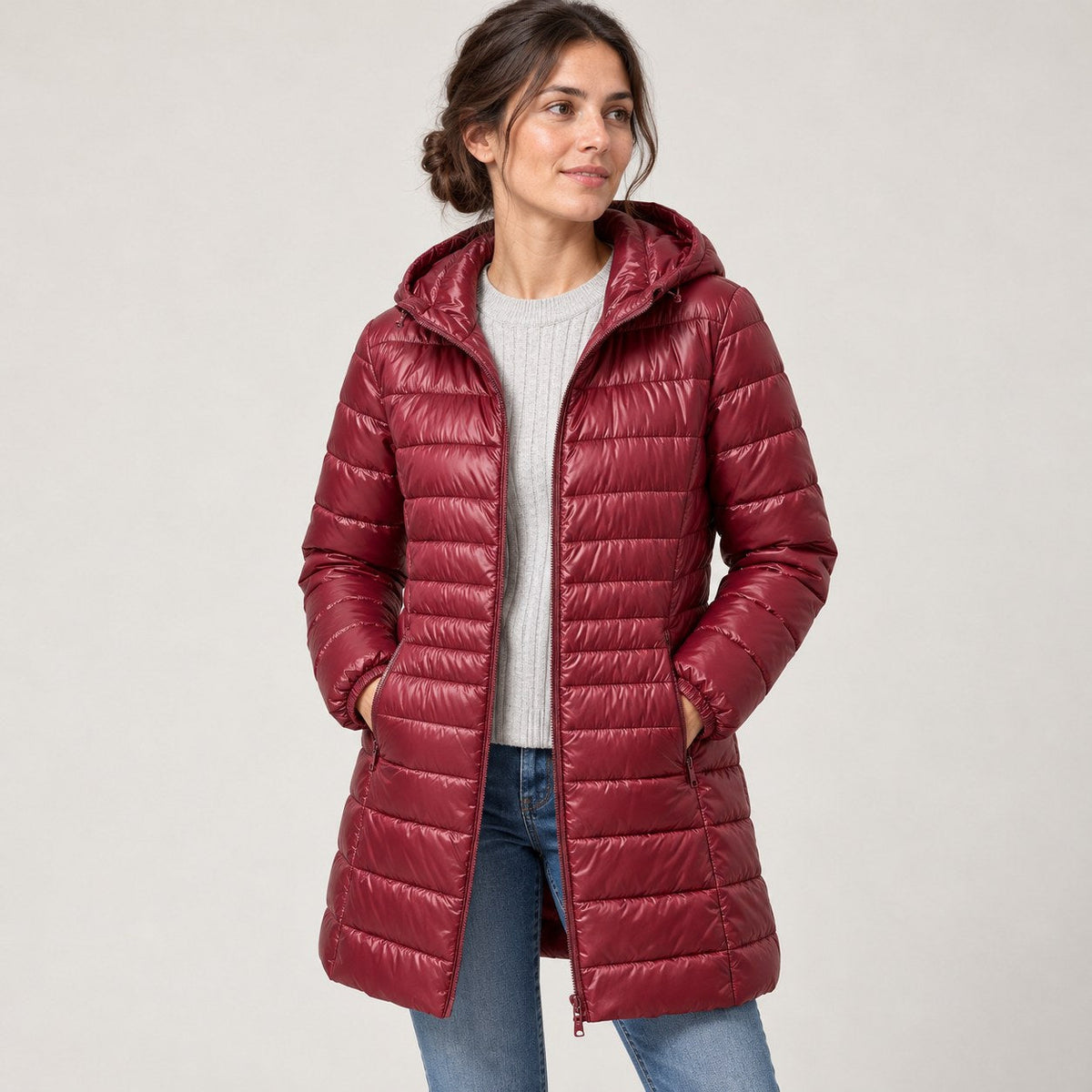Chaquetón de Plumón Largo con Capucha para Mujer | Ligero y Compresible, Ideal Viaje