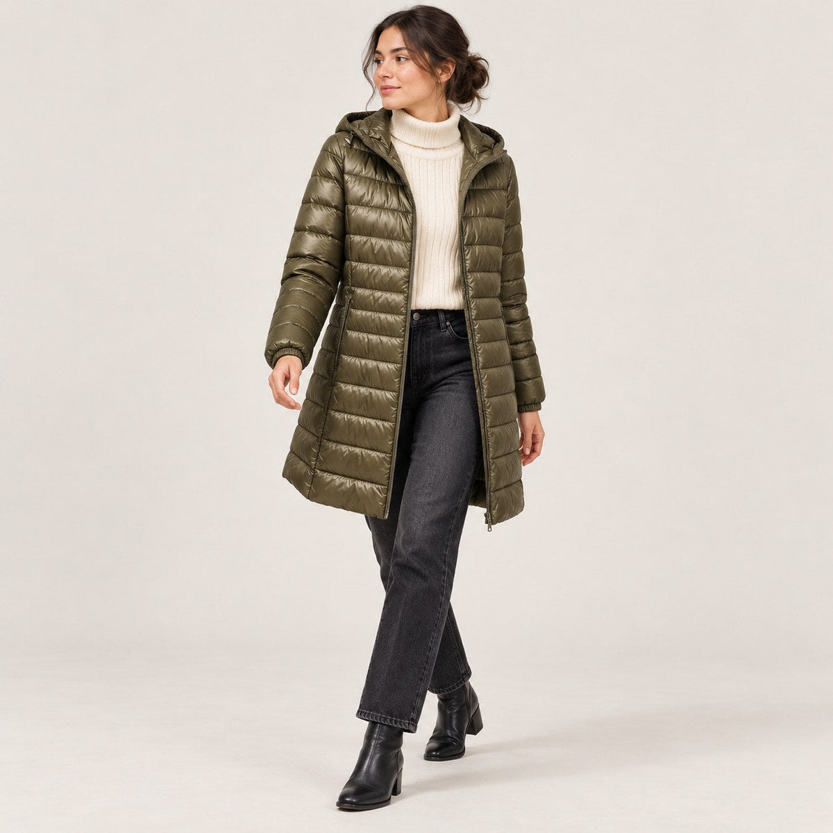 Chaquetón de Plumón Largo con Capucha para Mujer | Ligero y Compresible, Ideal Viaje