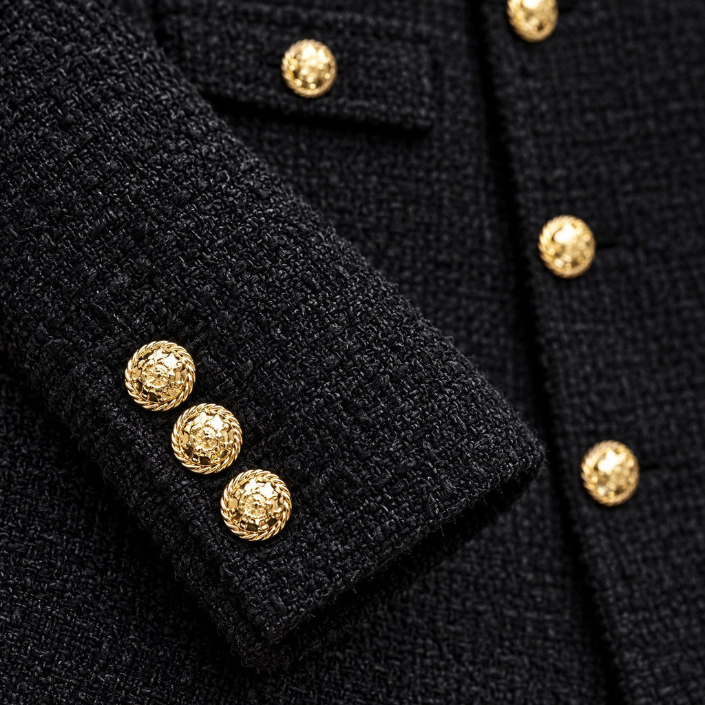 Chaqueta Tweed para Mujer | Chaqueta Corta Entallada con Botones Dorados