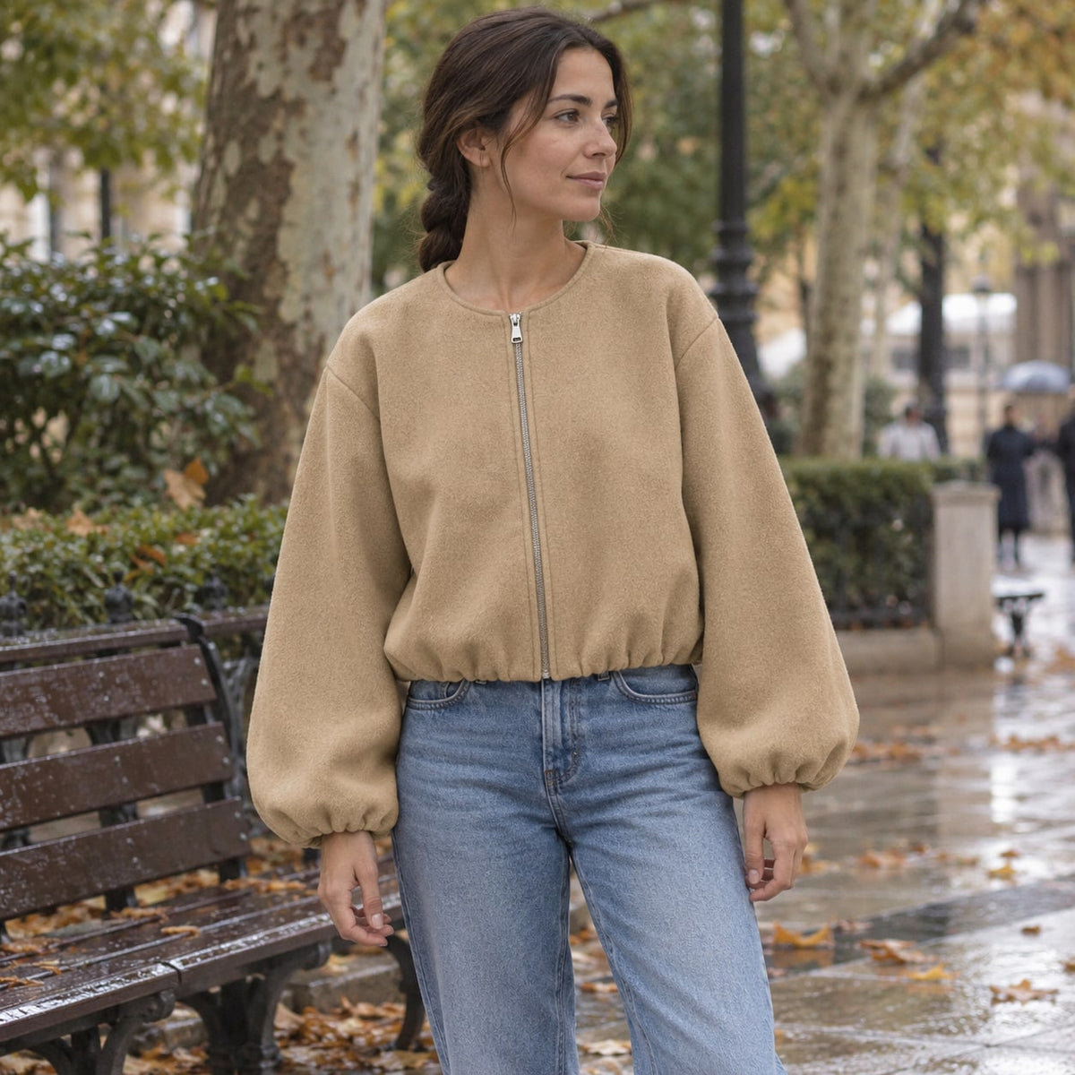 Chaqueta Bomber Cropped para Mujer | Deportiva de Manga Larga con Cremallera