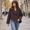 Trench Corto Cruzado para Mujer | Chaquetón Oversize de Manga Larga