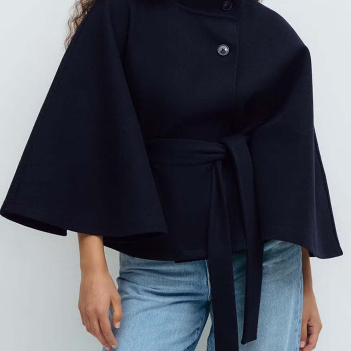 Abrigo Capa para Mujer | Capa de Paño con Cuello Alto y Cinturón