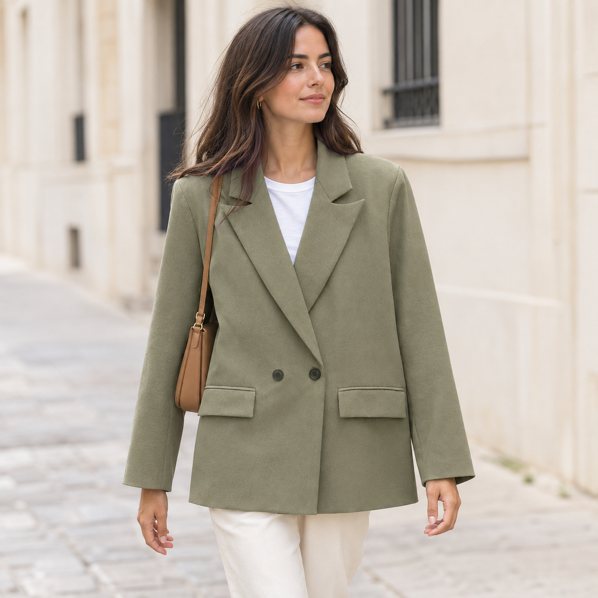 Blazer Cruzado Oversize para Mujer | Americana Holgada con Bolsillos de Tapeta