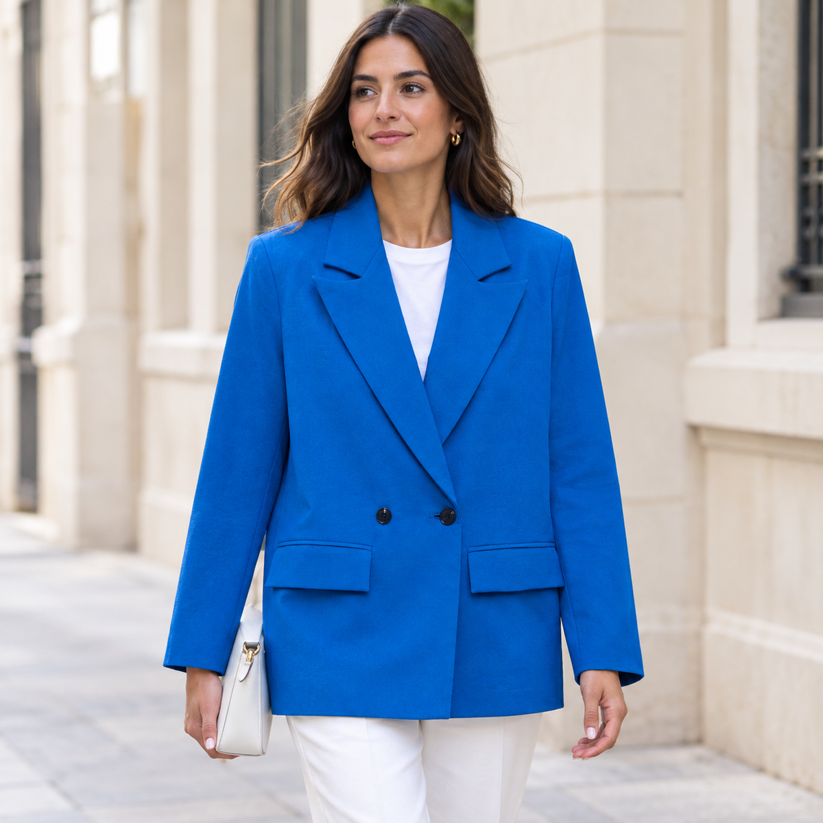 Blazer Cruzado Oversize para Mujer | Americana Holgada con Bolsillos de Tapeta