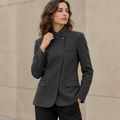 Blazer Asimétrico Gris para Mujer | Chaqueta Entallada de Manga Larga