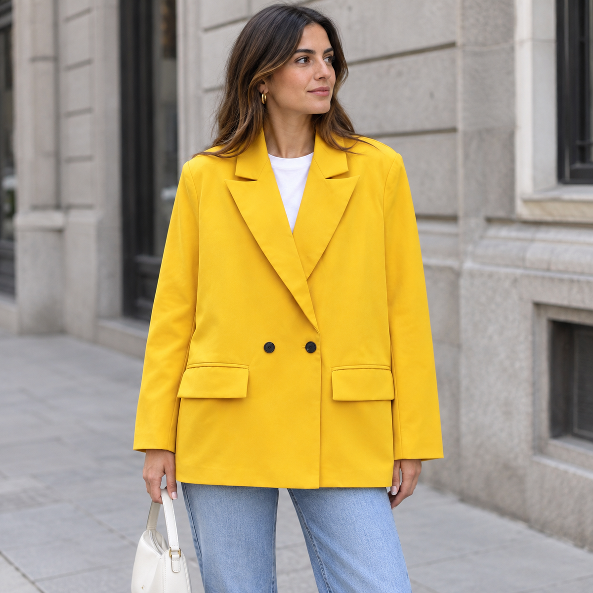 Blazer Cruzado Oversize para Mujer | Americana Holgada con Bolsillos de Tapeta
