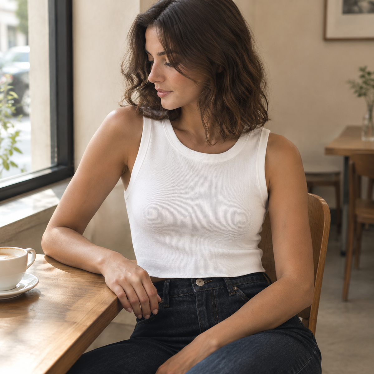Chaleco de Punto a Rayas para Mujer | Escote Ancho