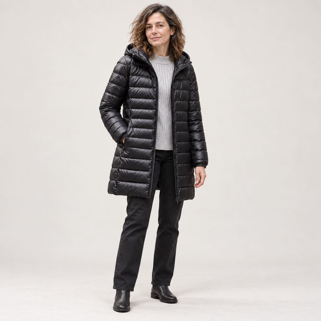 Chaquetón de Plumón Largo con Capucha para Mujer | Ligero y Compresible, Ideal Viaje