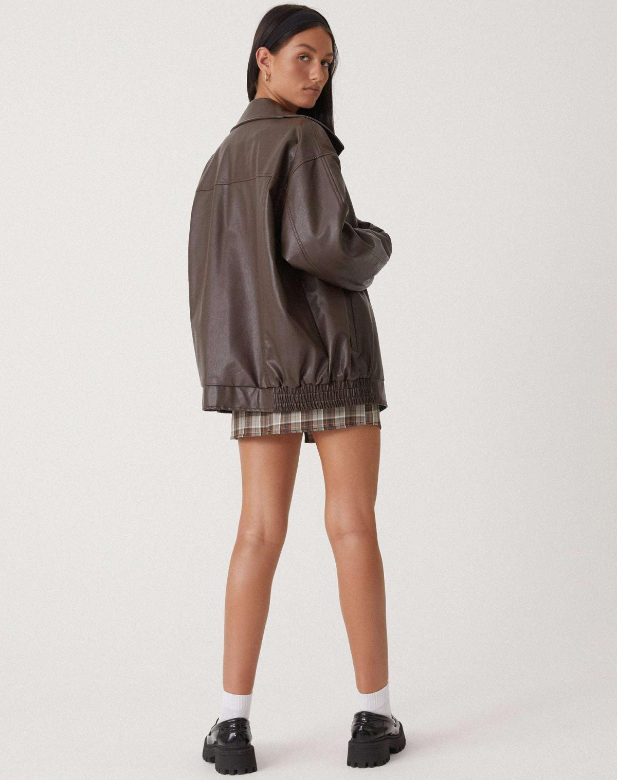 Bomber de Efecto Piel Oversize para Mujer - imagen 4